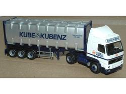 Herpa 143790. Volvo F12 med beholder sættevogn. KUBE & KUBENZ.