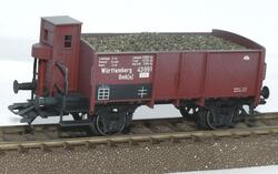 Märklin 36039. Würtmb. Omk(u) 43 691. Åben godsvogn.