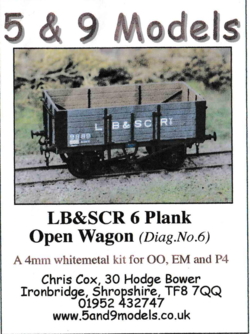 5&9 01.LB&SCR 6 plank Open Wagon. Diagram No. 6.