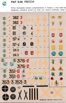 E.S.C.I. N 5 Decals. Italy FiatG.50 FRECCIA. MACCHI C.202 FOLGORE