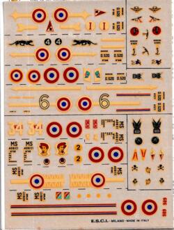 E.S.C.I. N 6 Decals. France.MORANE SAULNIER 406 - DEWOITINE 520.