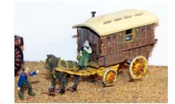 Langley E17. Gypsy caravan, horse & figures.