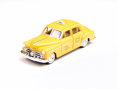 Mini Metal 30229. 1950 Dodge Meadowbrook Sedan. Yellow Taxi Cab.