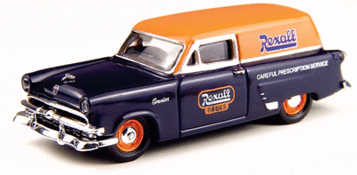 Mini Metal 30306. 1953 Ford Courier Sedan Delivery. Rexall Drugs.