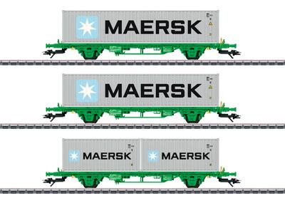Märklin 47726. GC Lgns containervogne med containere MAERSK. 3 stk.