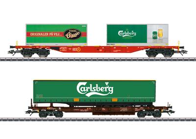 Märklin 47109. DB godsvognssæt med Carlsberg containere og veksellad.