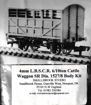 Smallbrook Studio 03. LB&SCR 6/10ton Cattle Waggon SR Dia. 1527/8.