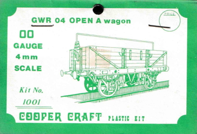 Cooper Craft 1001. GWR 04 Open A Wagon.