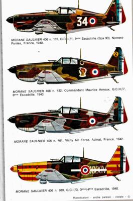 E.S.C.I. N 6 Decals. France.MORANE SAULNIER 406 - DEWOITINE 520.