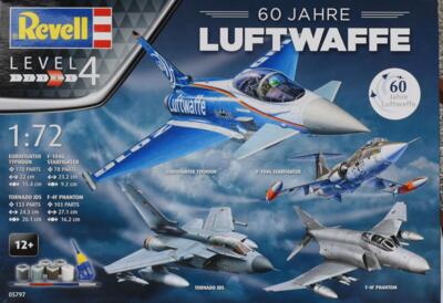 Rvell 05797.  4 forskellige Bundes Luftwaffe fly. Udgivet i anledning af 60 året for Luftwaffe.