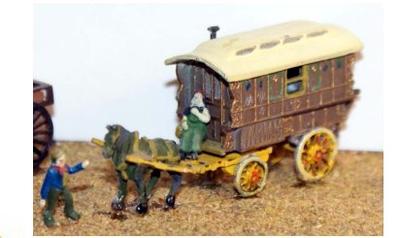 Langley E17. Gypsy caravan, horse & figures.