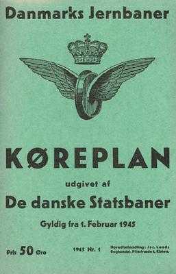 An. DSB. Køreplan 1945.