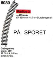 Fleischmann 6030. Krum skinne. 30 grader.