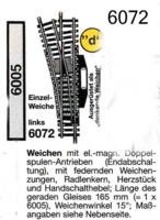 Fleischmann 6072. Sporskifte med elektrisk drev. Venstre.