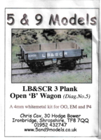 5&9 02.LB&SCR 3 plank Open B Wagon. Diagram No. 5. 3 stk.