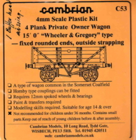 Cambrian C53. 4 PlankPrivate Owner Wagon 15'0"Wheeler & Gregory Type.