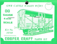 Cooper Craft 1010.GWR Cattle Wagon W1/W5.