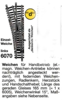 Fleischmann 6070 BX. Sporskifte. Venstre.